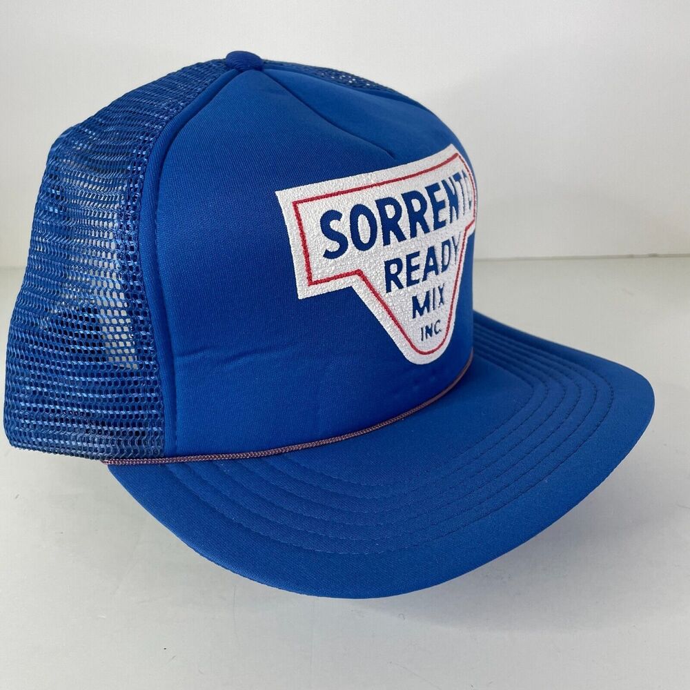 Sorrento Ready Mix Inc Vintage Trucker Hat Blue White and Red